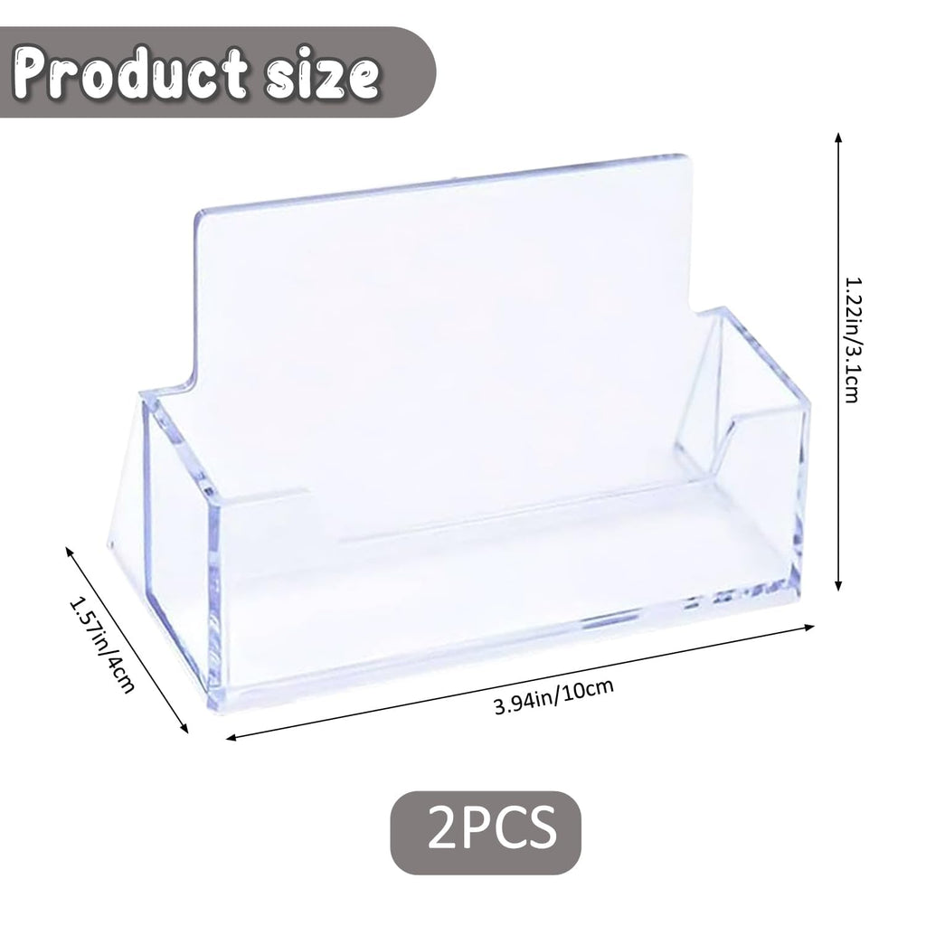 Clear Acrylic Business Card Holder Stand - 2-Pack Vertical Desk Organizer