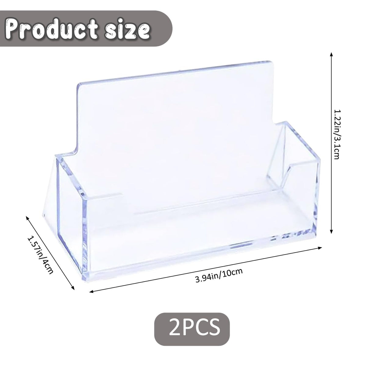 Clear Acrylic Business Card Holder Stand — 2 Pack
