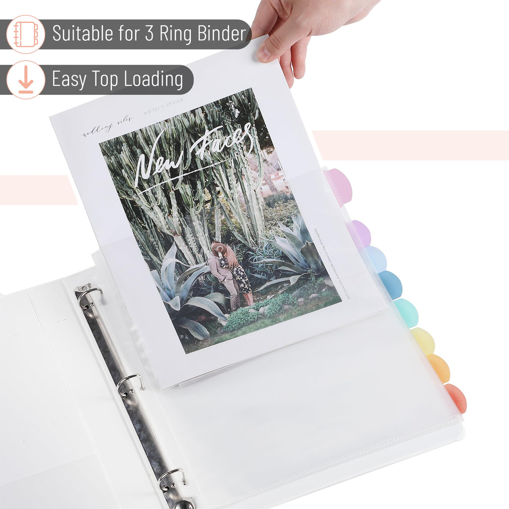 Clear Sheet Protectors with 8 Tabs, 2 Sets (Letter 8.5 x 11)