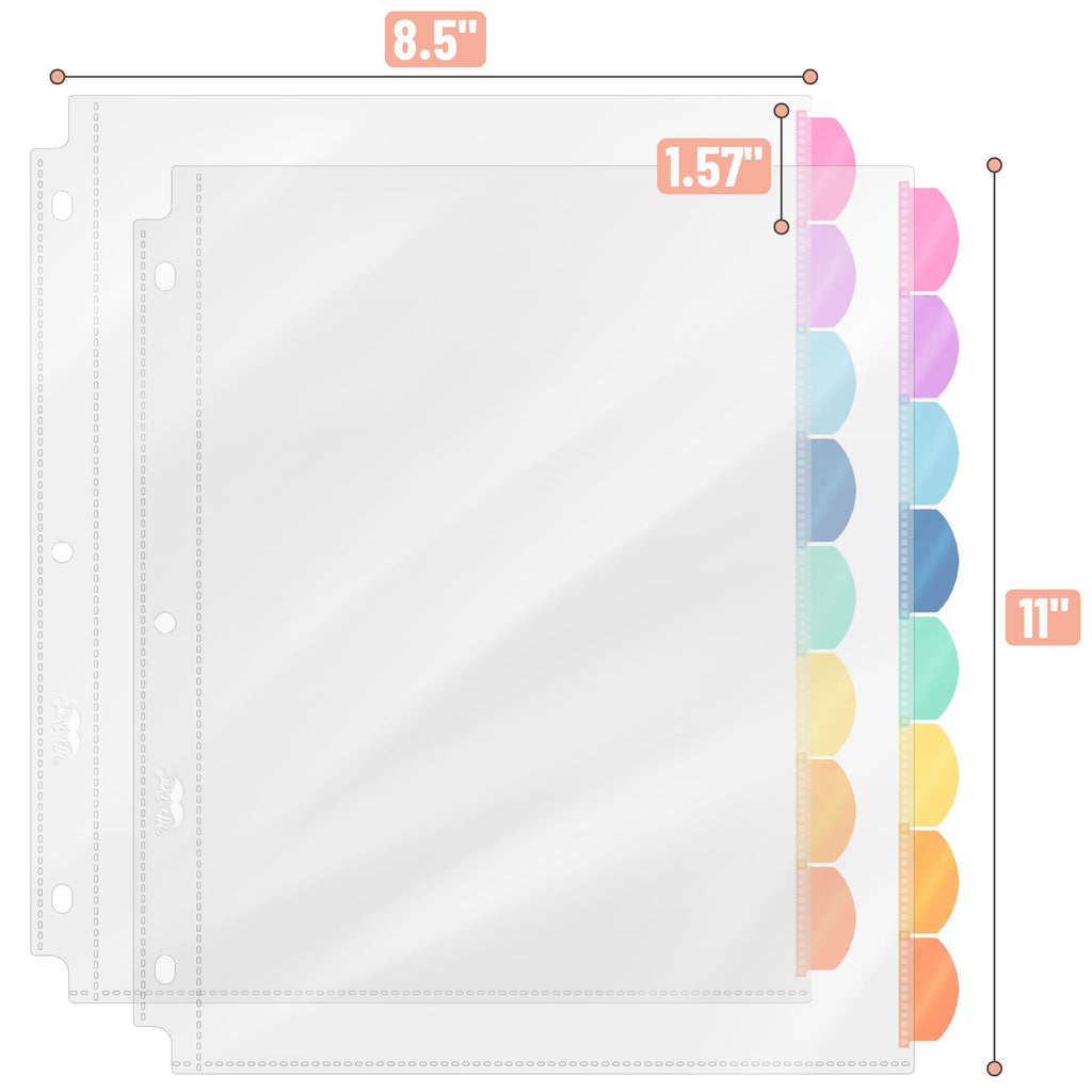 Clear Sheet Protectors with 8 Tabs, 2 Sets (Letter 8.5 x 11)