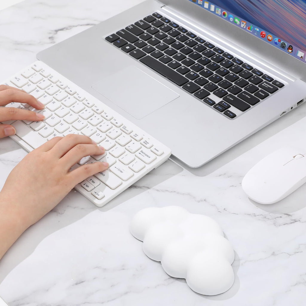 Cloud Mouse Wrist Rest — Memory Foam Non-Slip Wrist Support (White)