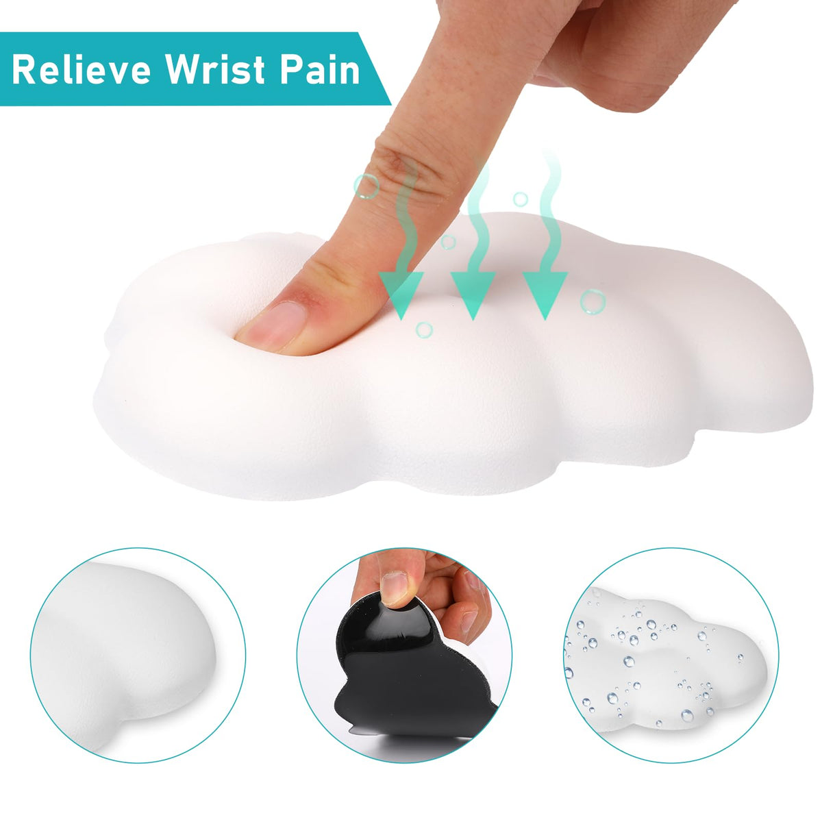 Cloud Mouse Wrist Rest — Memory Foam Non-Slip Wrist Support (White)