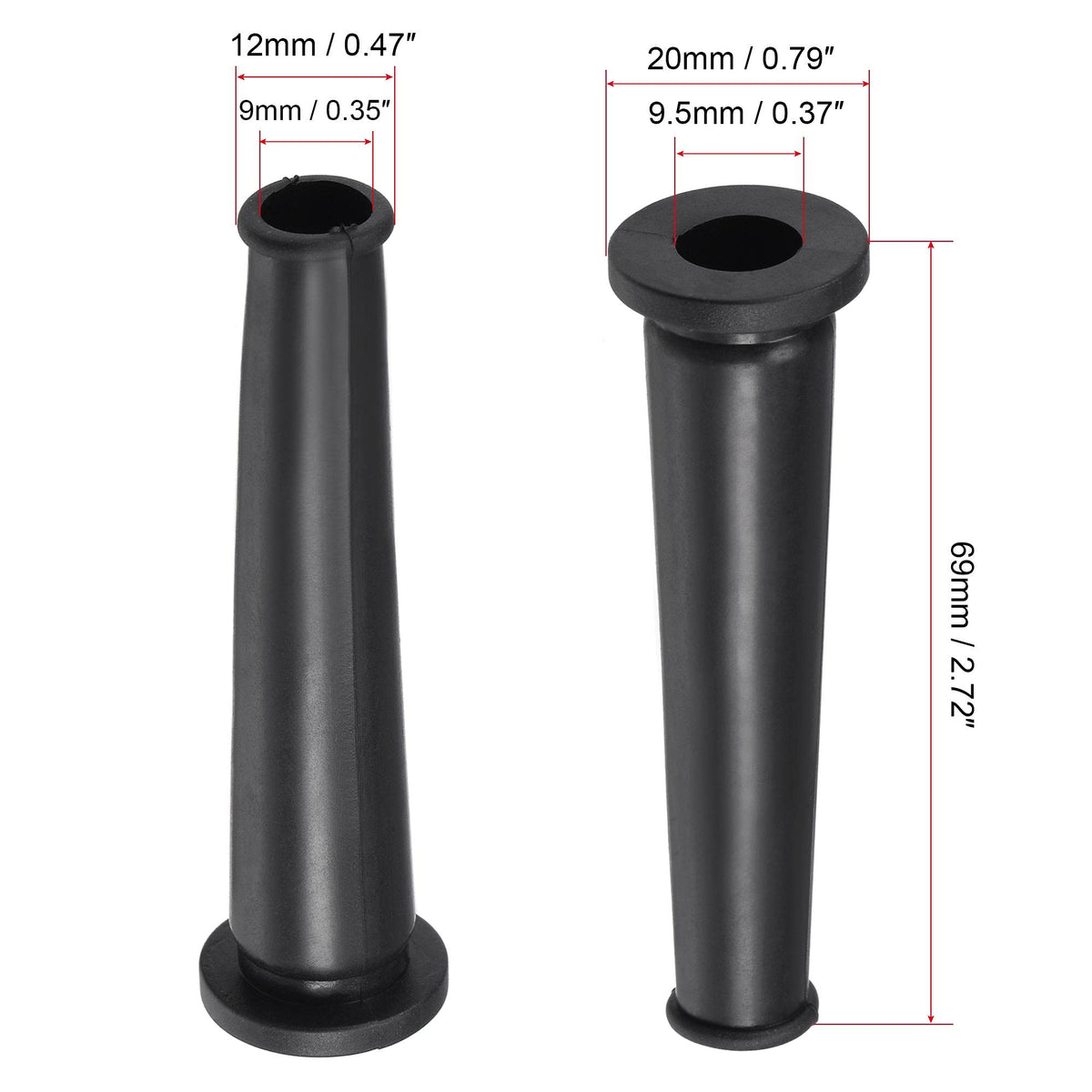 Cord Boot Cable Protector Sleeve Rubber 69mm Black — 5 pcs