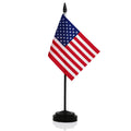 Deluxe Desk US Flag Set - 6 x 4 in Mini Flag on 12 in Solid Pole