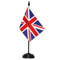 Deluxe UK Desk Flag Set - 6 x 4 in Mini Union Jack with 12 in Pole