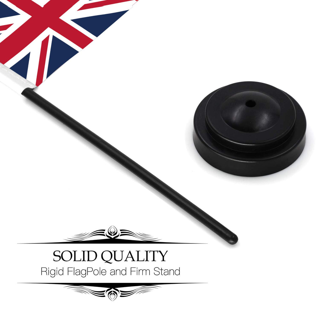 Deluxe UK Desk Flag Set - 6 x 4 in Mini Union Jack with 12 in Pole