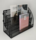 Desk File Organizer - Mesh Metal Magazine File Holder, 4-Section Black