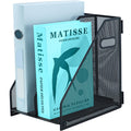 Desk Organizer Metal Magazine File Holder, 2 Vertical Compartments - Black