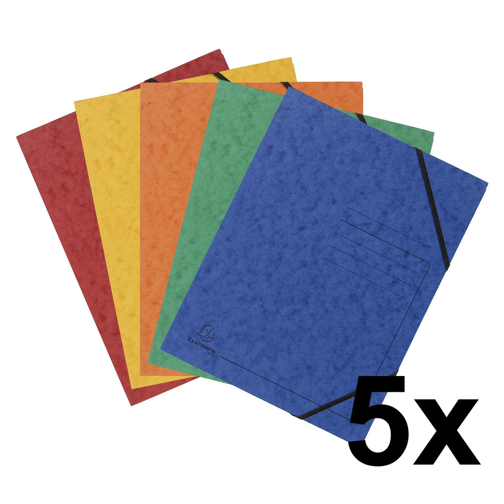 Elasticated Folder 240x320mm A4 355gsm Mottled Pressboard Pack of 5