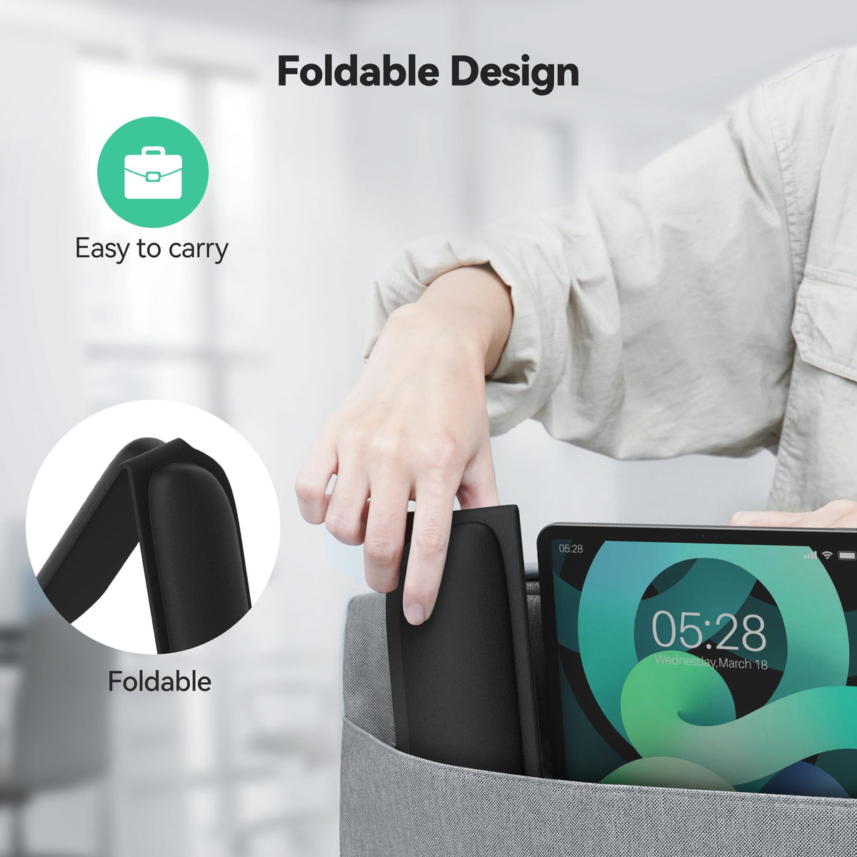 Ergonomic Foldable Mouse Mat & Keyboard Wrist Rest Set, Memory Foam
