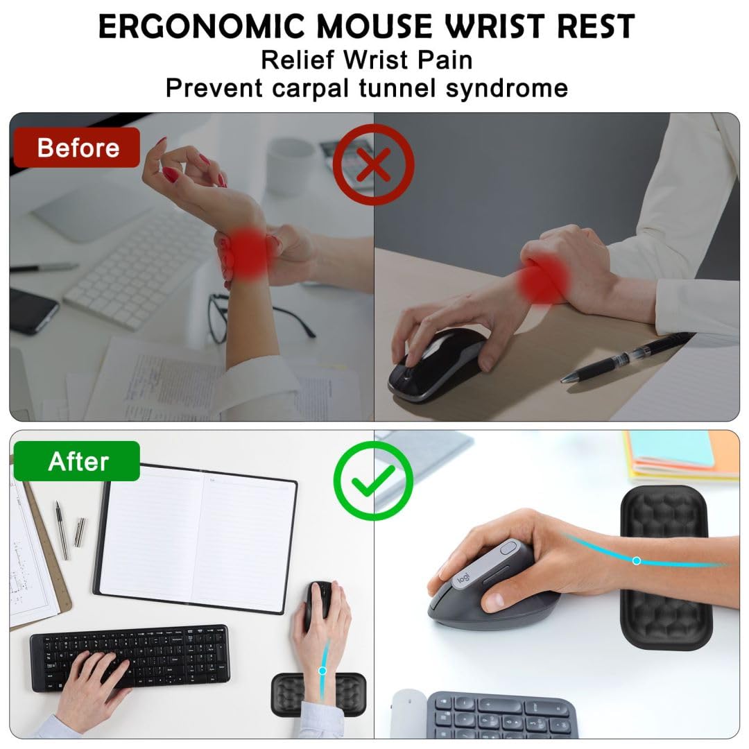 Ergonomic Memory Foam Mouse Wrist Rest Pad (5.9 x 3.15 x 0.79 in)