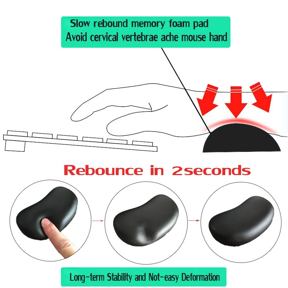 Ergonomic Memory Foam Wrist Rest for Mouse — Anti-Skid Wrist Pad