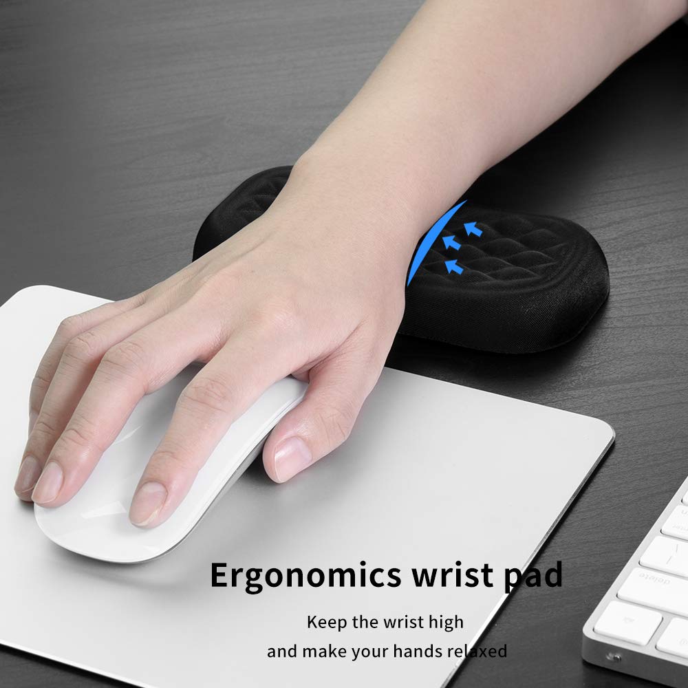 Ergonomic Mouse Wrist Rest, Memory Foam - Black