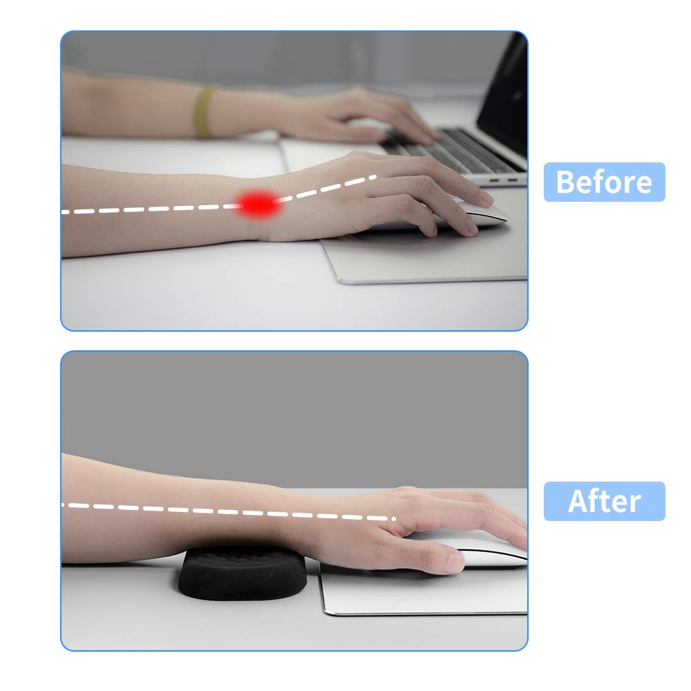 Ergonomic Mouse Wrist Rest, Memory Foam - Black