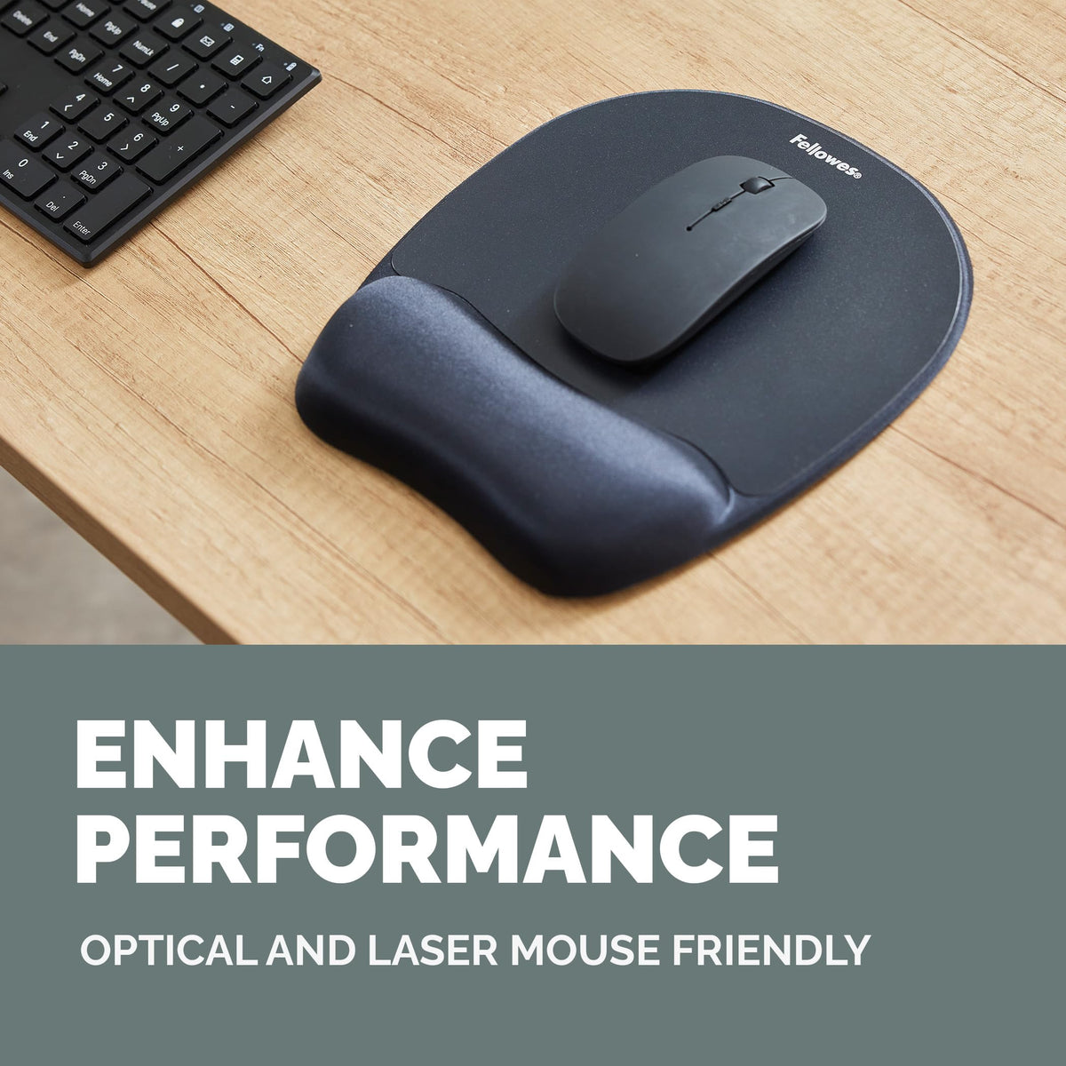 Everyday Memory Foam Mousepad with Wrist Support, Black