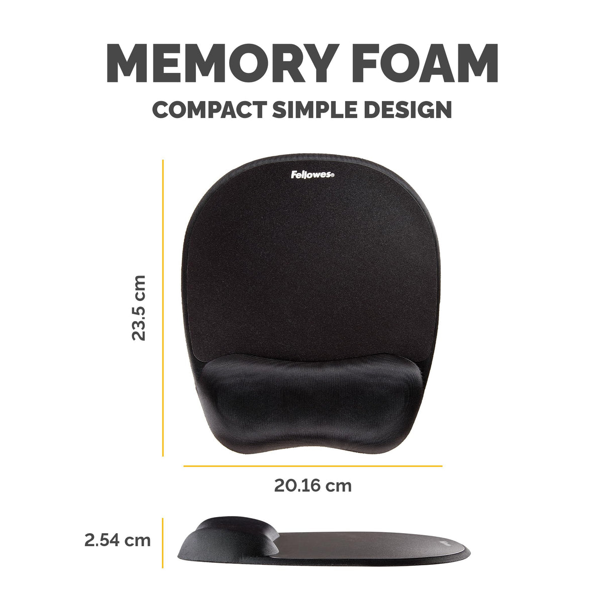 Everyday Memory Foam Mousepad with Wrist Support, Black
