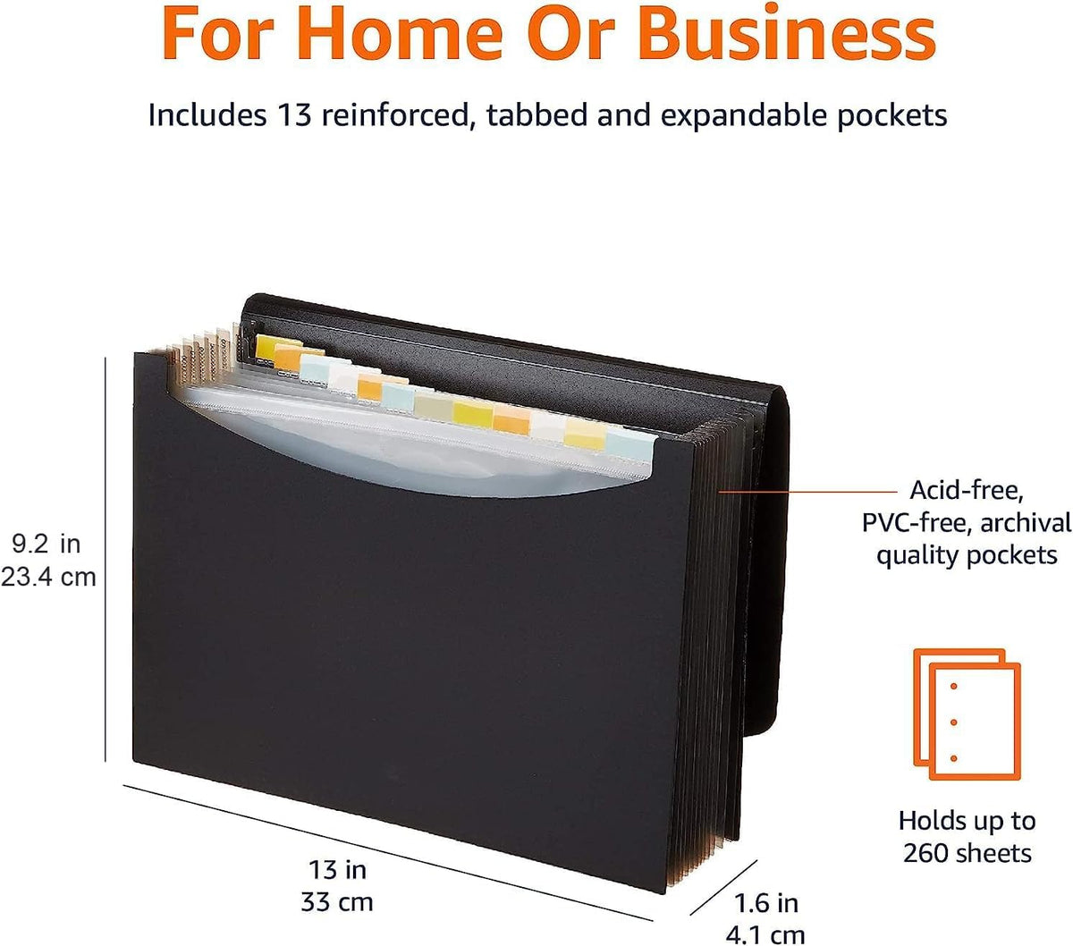 Expanding A4 File Folder, 13-Pocket (Black)