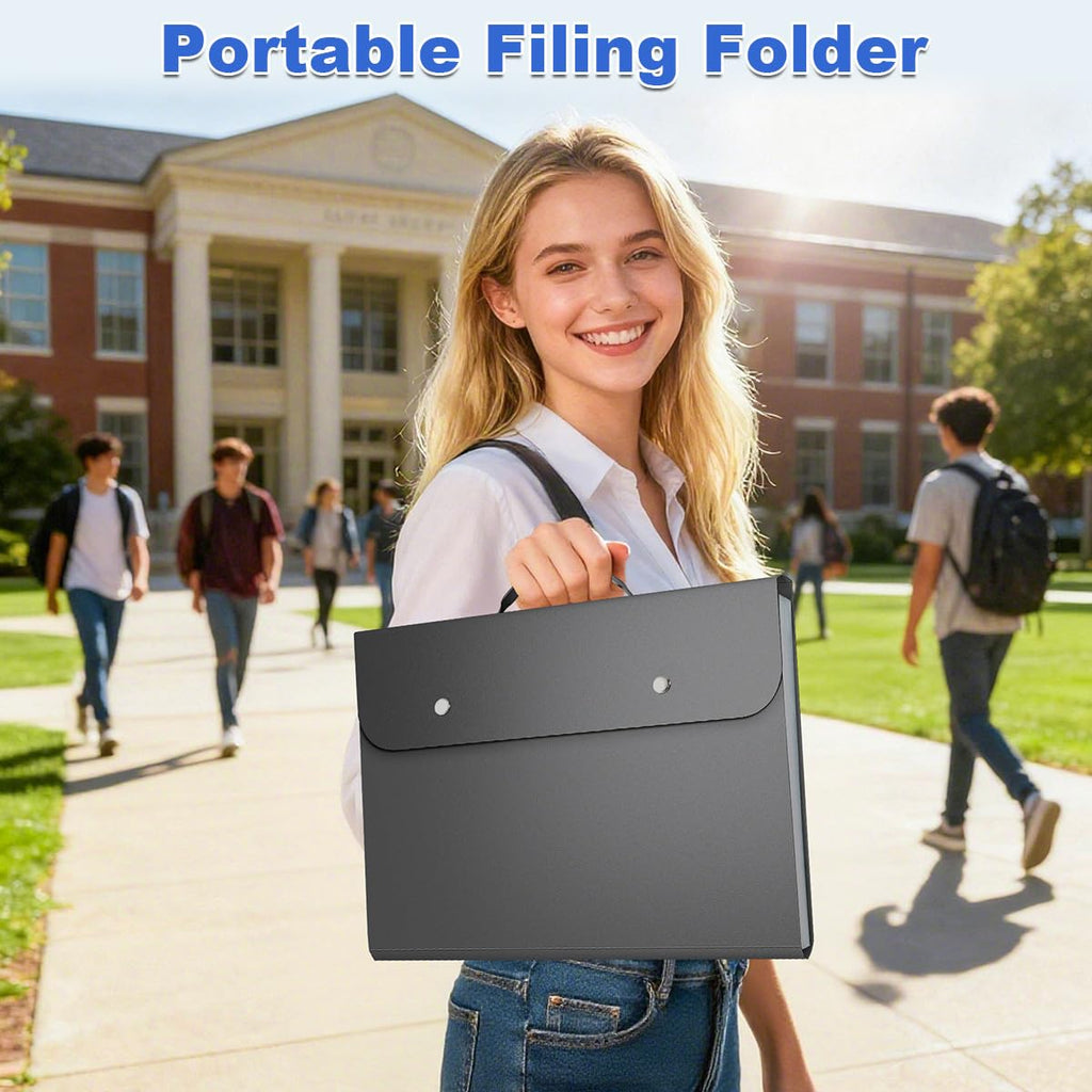 Expanding Accordion File Folder with Handle, 13-Pocket A4 Document Organizer