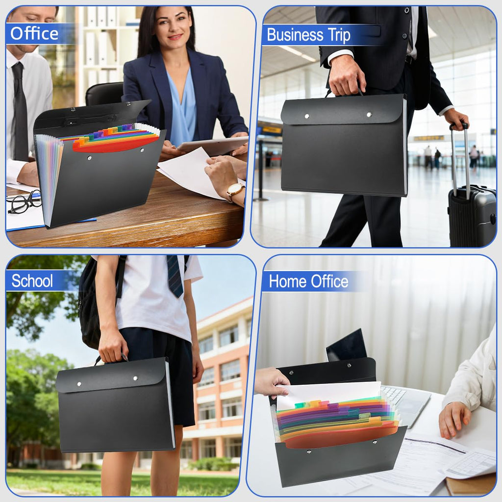 Expanding Accordion File Folder with Handle, 13-Pocket A4 Document Organizer