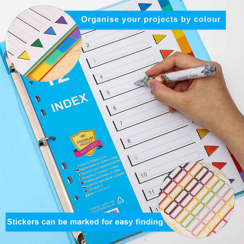 File Dividers A4 3-Pack 12-Part Coloured