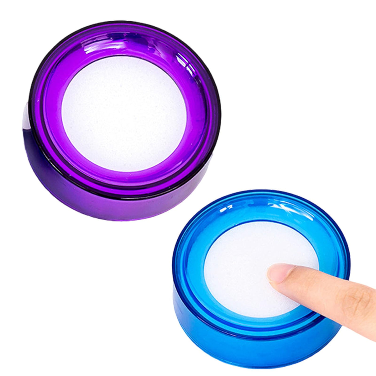 Finger Wet Sponge Set — Round Fingertip Counting Tools 2.7" (Blue & Purple)