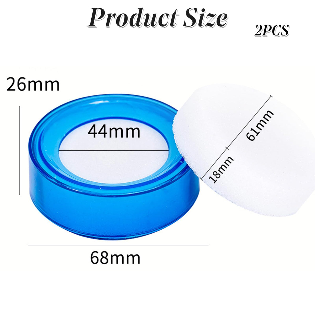 Finger Wet Sponge Set — Round Fingertip Counting Tools 2.7" (Blue & Purple)
