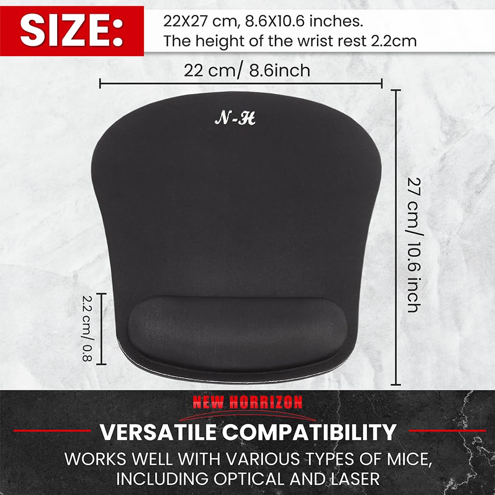 Gel Ergonomic Mouse Pad with Wrist Support, Black