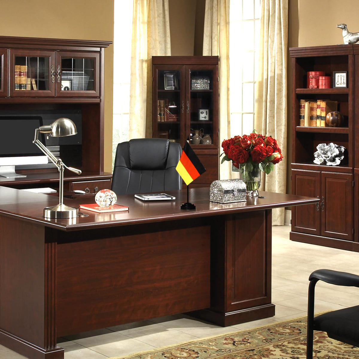 Germany 6x4 Inch Desk Flag with 12" Solid Pole and Black Base