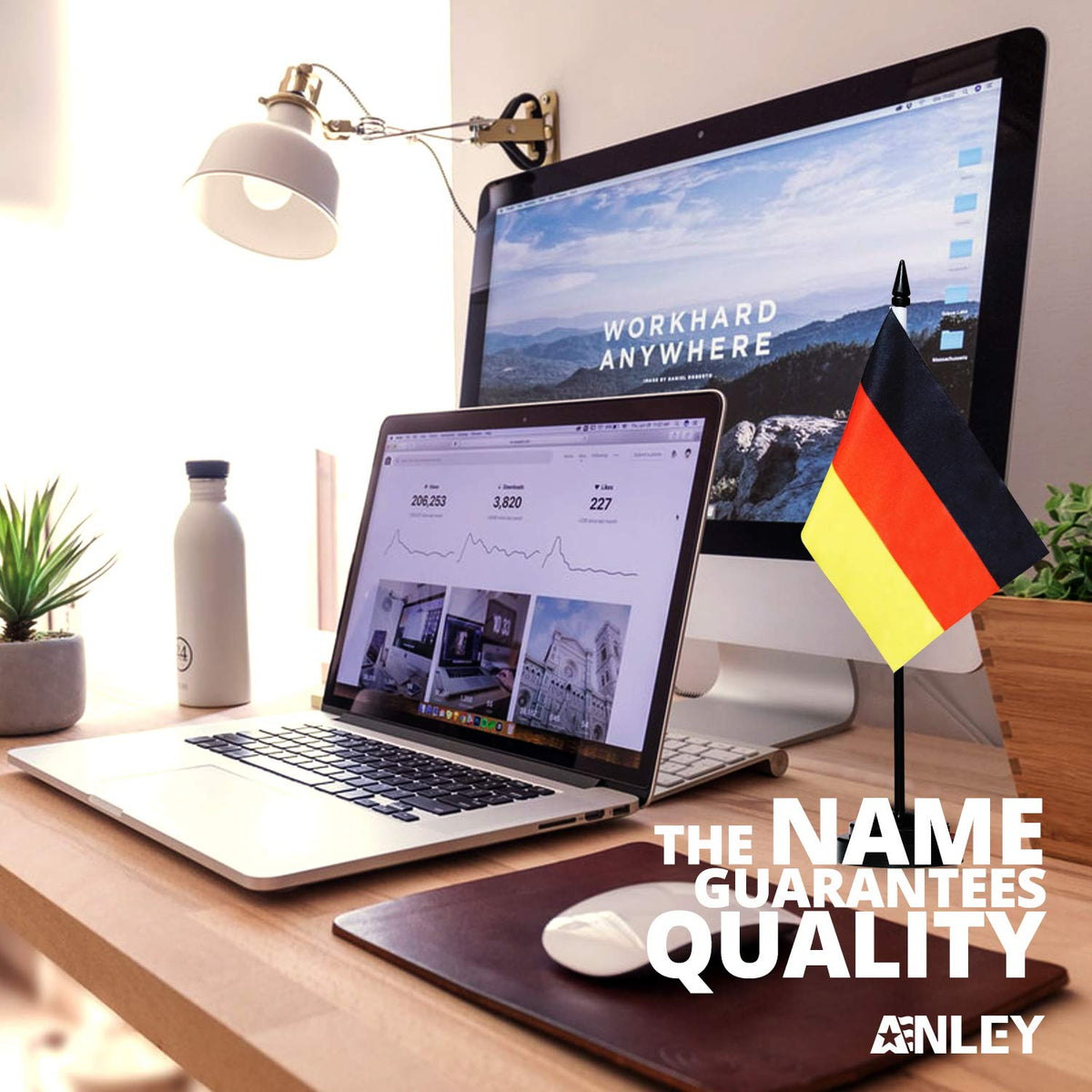 Germany 6x4 Inch Desk Flag with 12" Solid Pole and Black Base