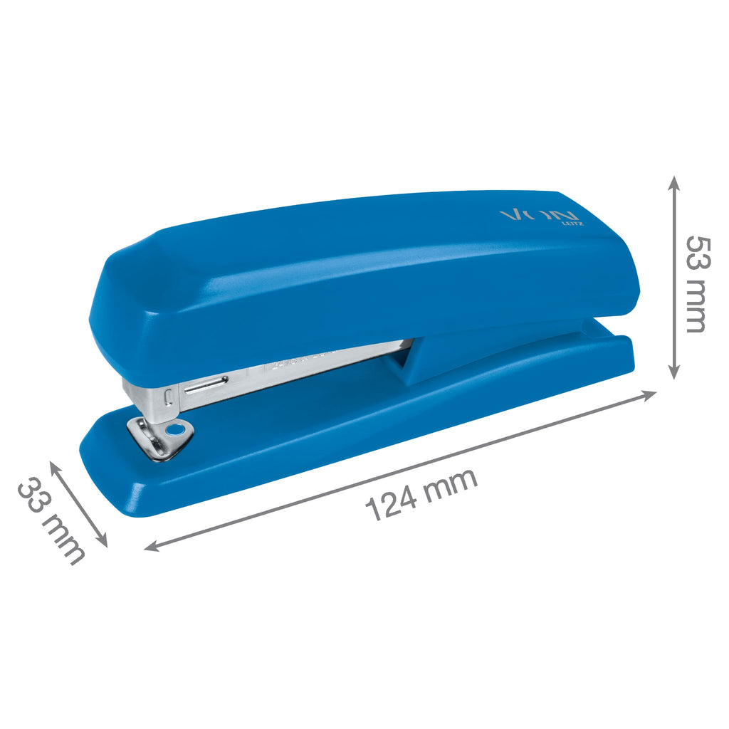 Half-Strip Stapler, Holds 20 Sheets, Compact Blue, Metal Mechanism