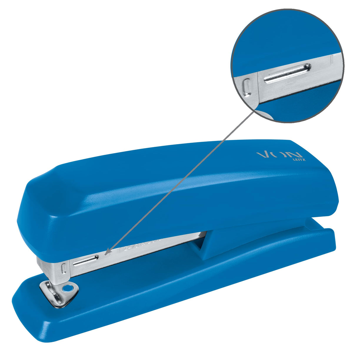 Half-Strip Stapler, Holds 20 Sheets, Compact Blue, Metal Mechanism