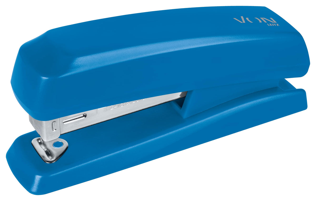 Half-Strip Stapler, Holds 20 Sheets, Compact Blue, Metal Mechanism