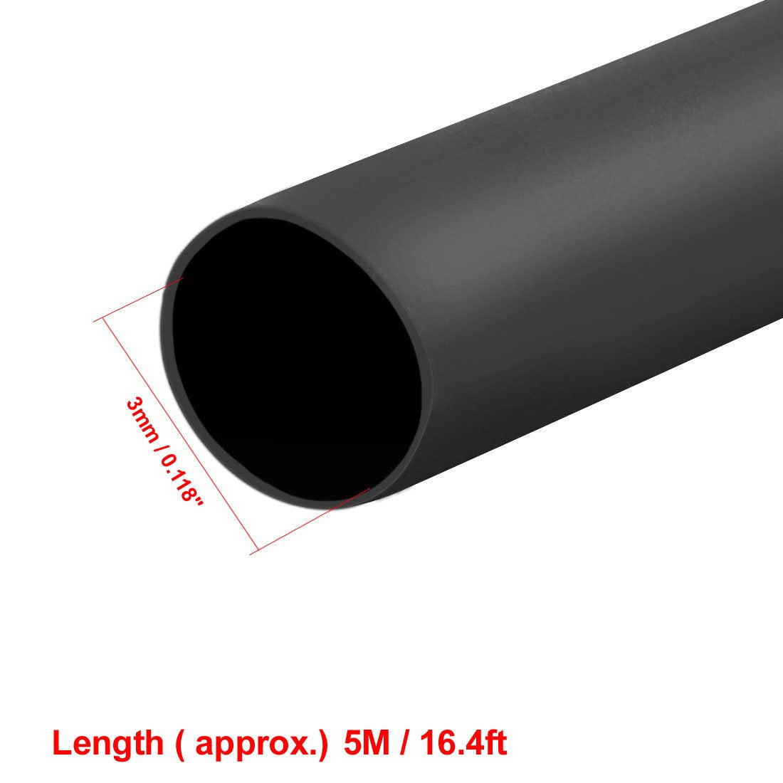 Heat Shrink Tubing 3mm (1/8") 5m 2:1 Black