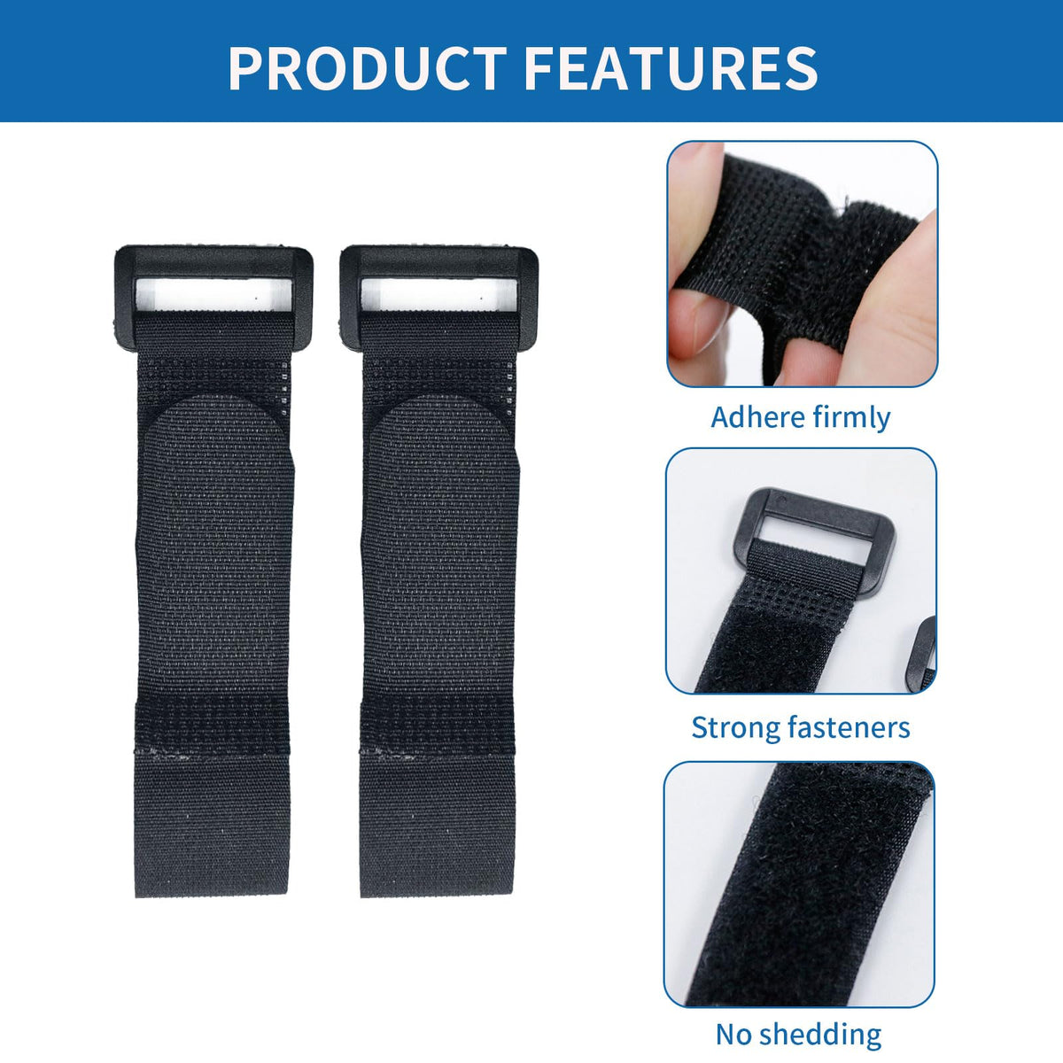 Hook and Loop Cable Straps 10-Pack, 1" x 8" Reusable Nylon Ties