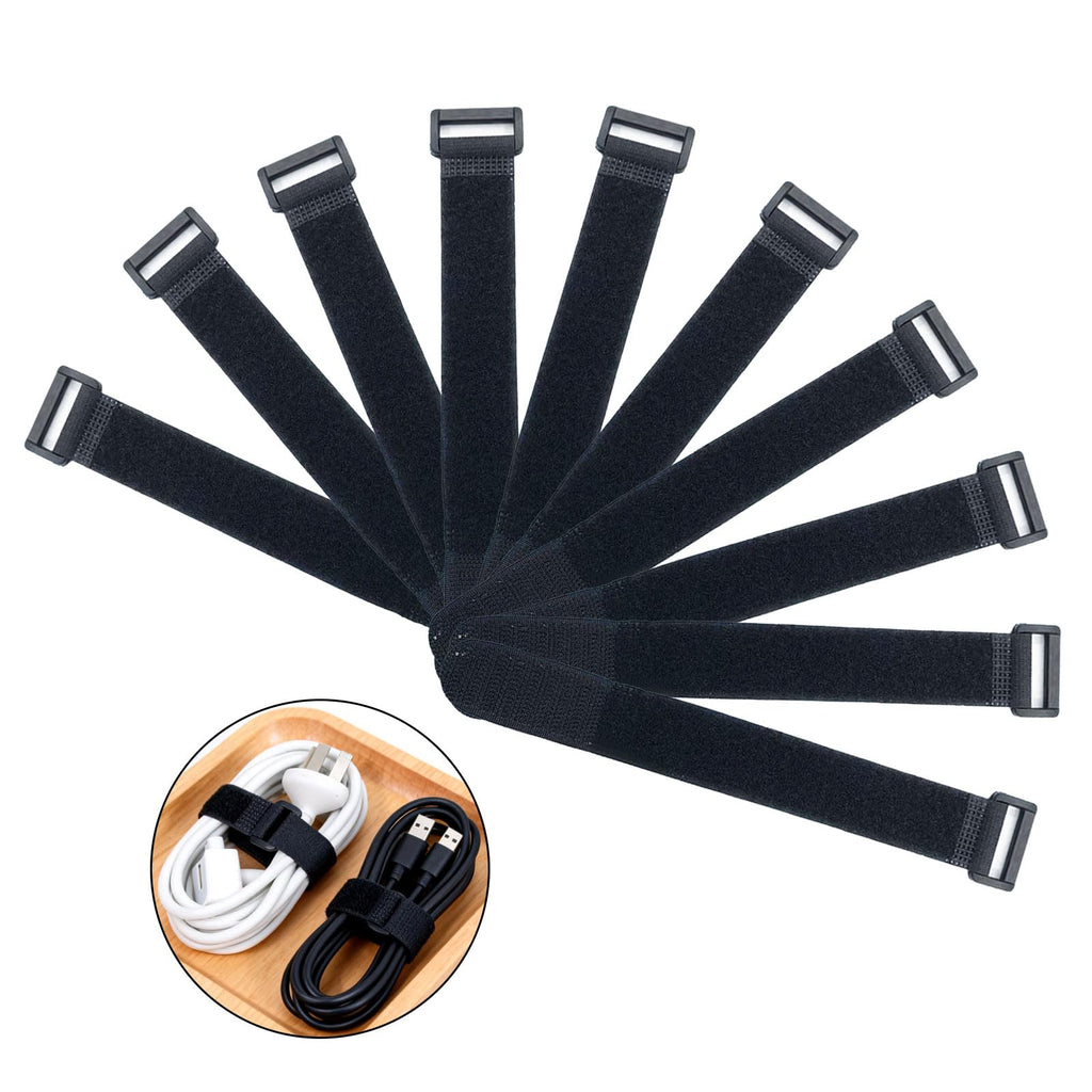 Hook and Loop Cable Straps 10-Pack, 1" x 8" Reusable Nylon Ties