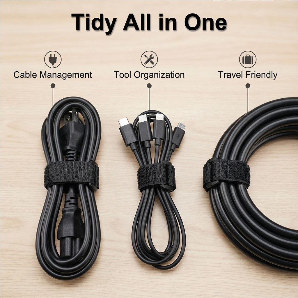 Hook and Loop Cable Straps 10-Pack, 1" x 8" Reusable Nylon Ties