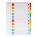 Index dividers for A4 folders — 10 writable tabs, 5 colours, 160 g/m²