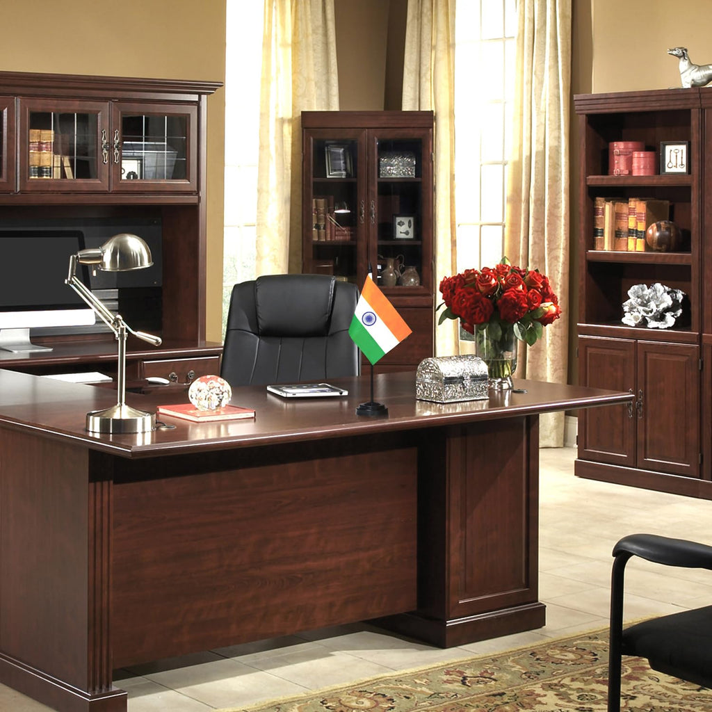 India Desk Flag Set 6 x 4 in Mini Flag with 12 in Solid Pole