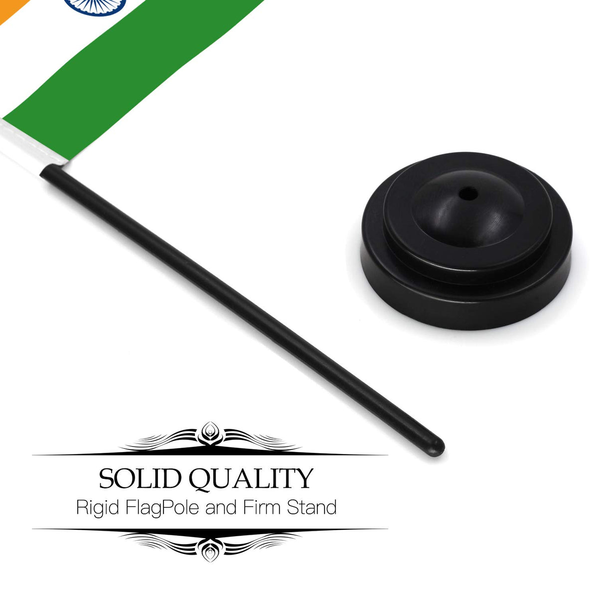 India Desk Flag Set 6 x 4 in Mini Flag with 12 in Solid Pole
