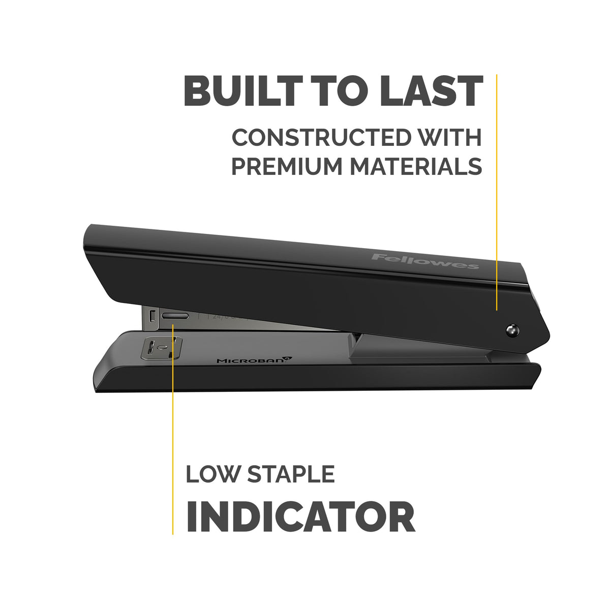 Jam-Free LX820 20-Sheet Antibacterial Full-Strip Manual Stapler, Black