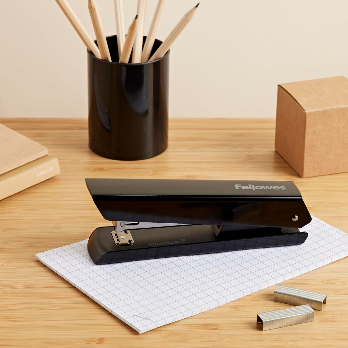 Jam-Free LX820 20-Sheet Antibacterial Full-Strip Manual Stapler, Black