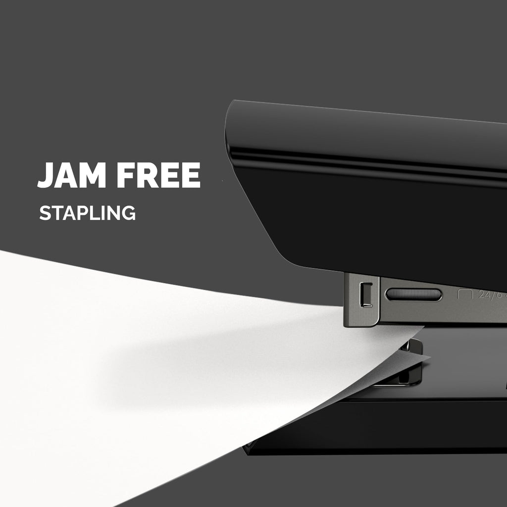 Jam-Free LX820 20-Sheet Antibacterial Full-Strip Manual Stapler, Black