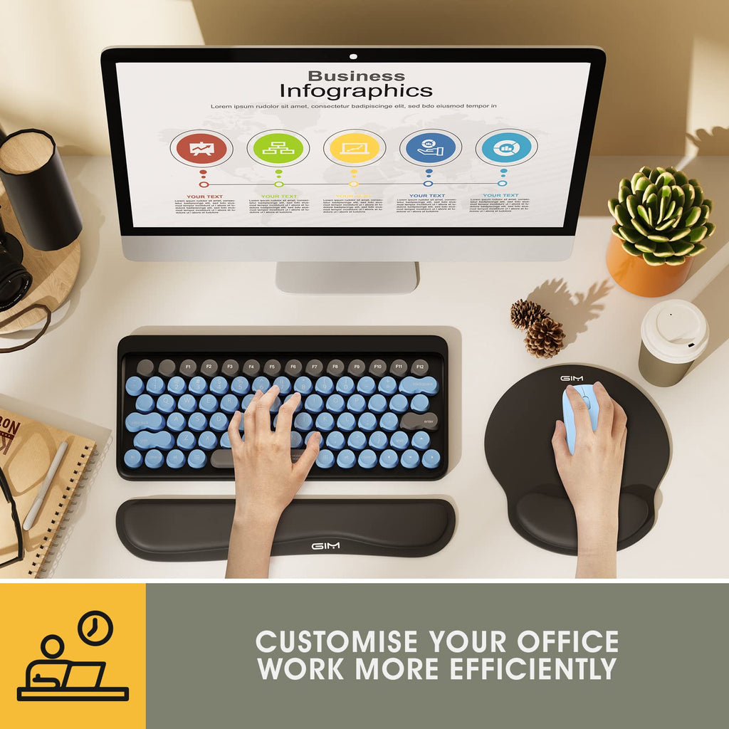 Keyboard & Mouse Mat Set — Ergonomic Gel Mouse Pad with Memory Foam Wrist Support (S-01)