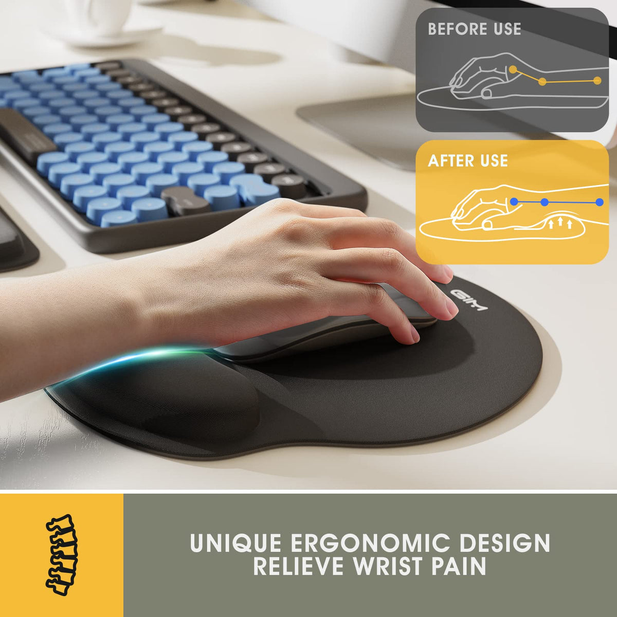 Keyboard & Mouse Mat Set — Ergonomic Gel Mouse Pad with Memory Foam Wrist Support (S-01)