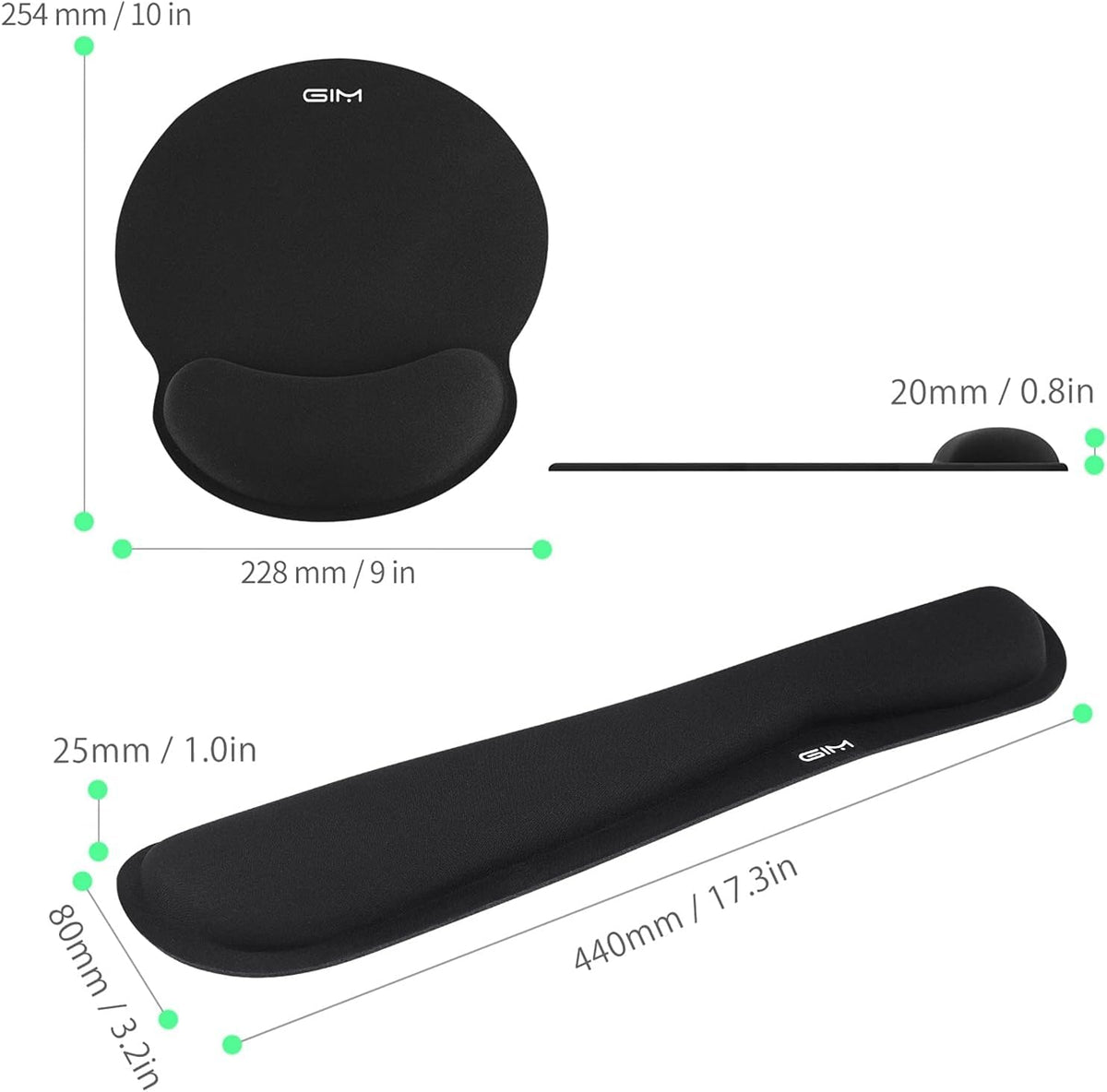 Keyboard & Mouse Mat Set — Ergonomic Gel Mouse Pad with Memory Foam Wrist Support (S-01)