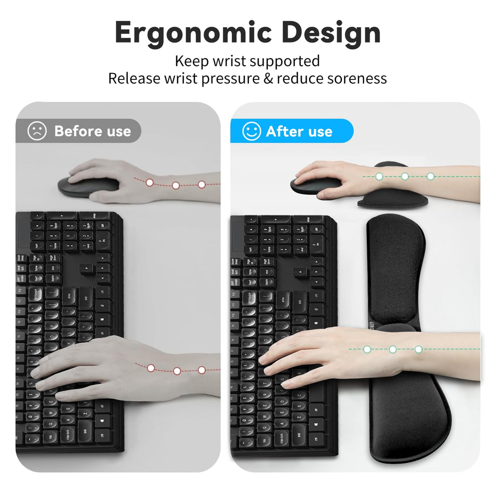 Keyboard Wrist Rest - Ergonomic Memory Foam Non-Slip Wrist Support