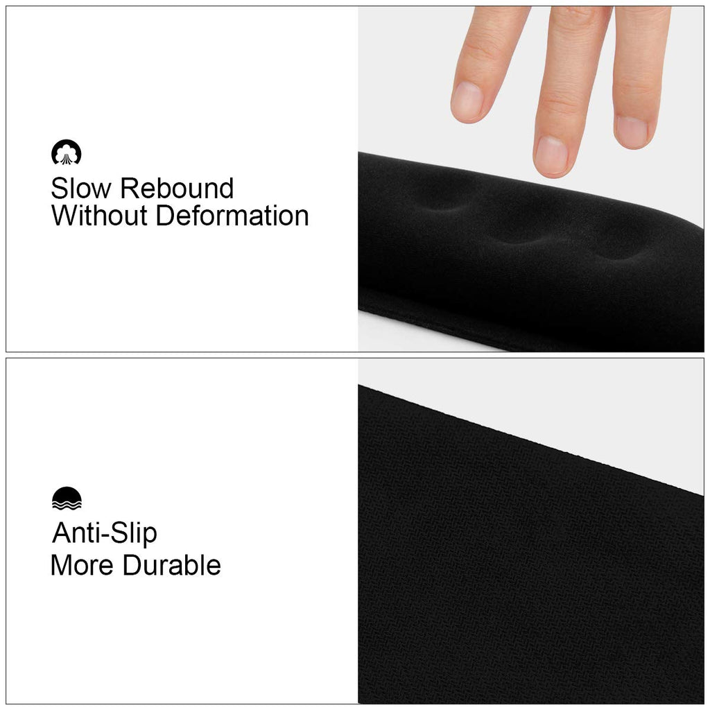 Keyboard Wrist Rest — Ergonomic Raised Memory Foam, Anti-Slip (Black)
