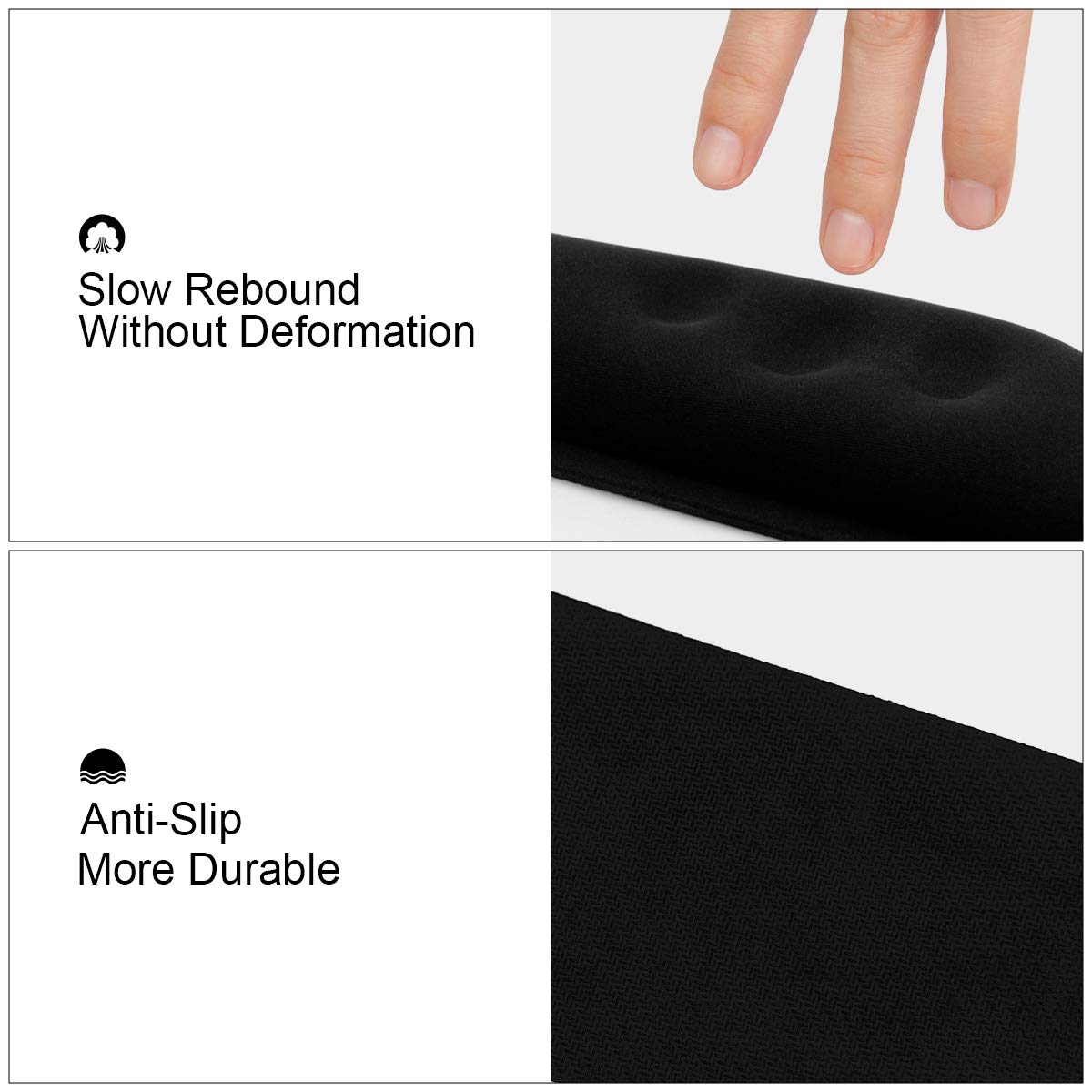 Keyboard Wrist Rest — Ergonomic Raised Memory Foam, Anti-Slip (Black)