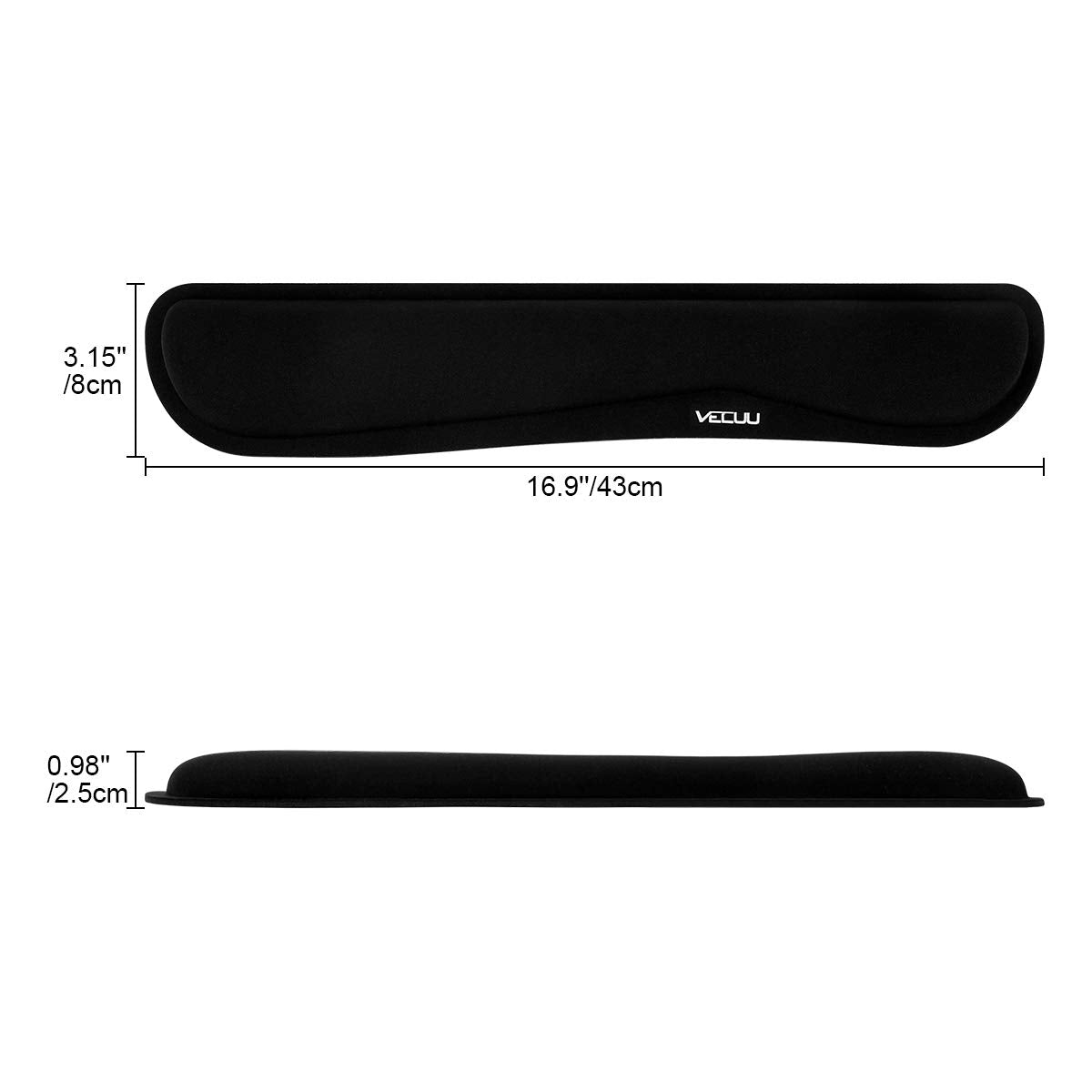 Keyboard Wrist Rest — Ergonomic Raised Memory Foam, Anti-Slip (Black)