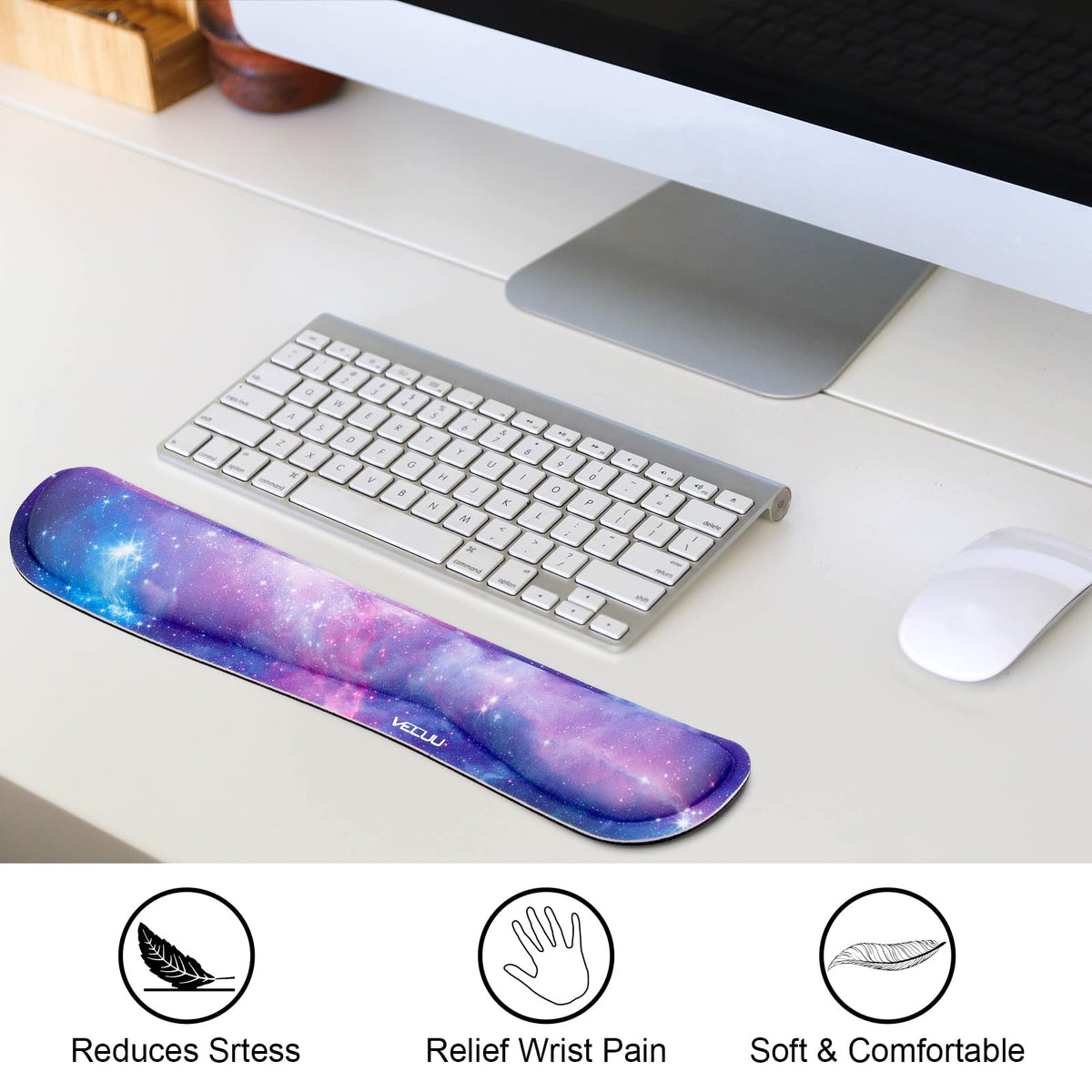 Keyboard Wrist Rest — Ergonomic Raised Memory Foam, Anti-Slip (Black)